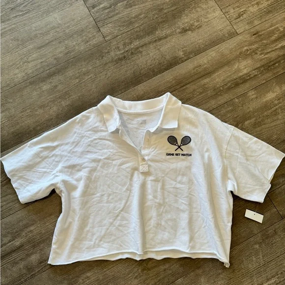 SOLD✨AERIE offline cropped polo top 🤍 - Picture 5 of 12